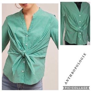 Anthropologie Maeve Green Striped Button Down 4